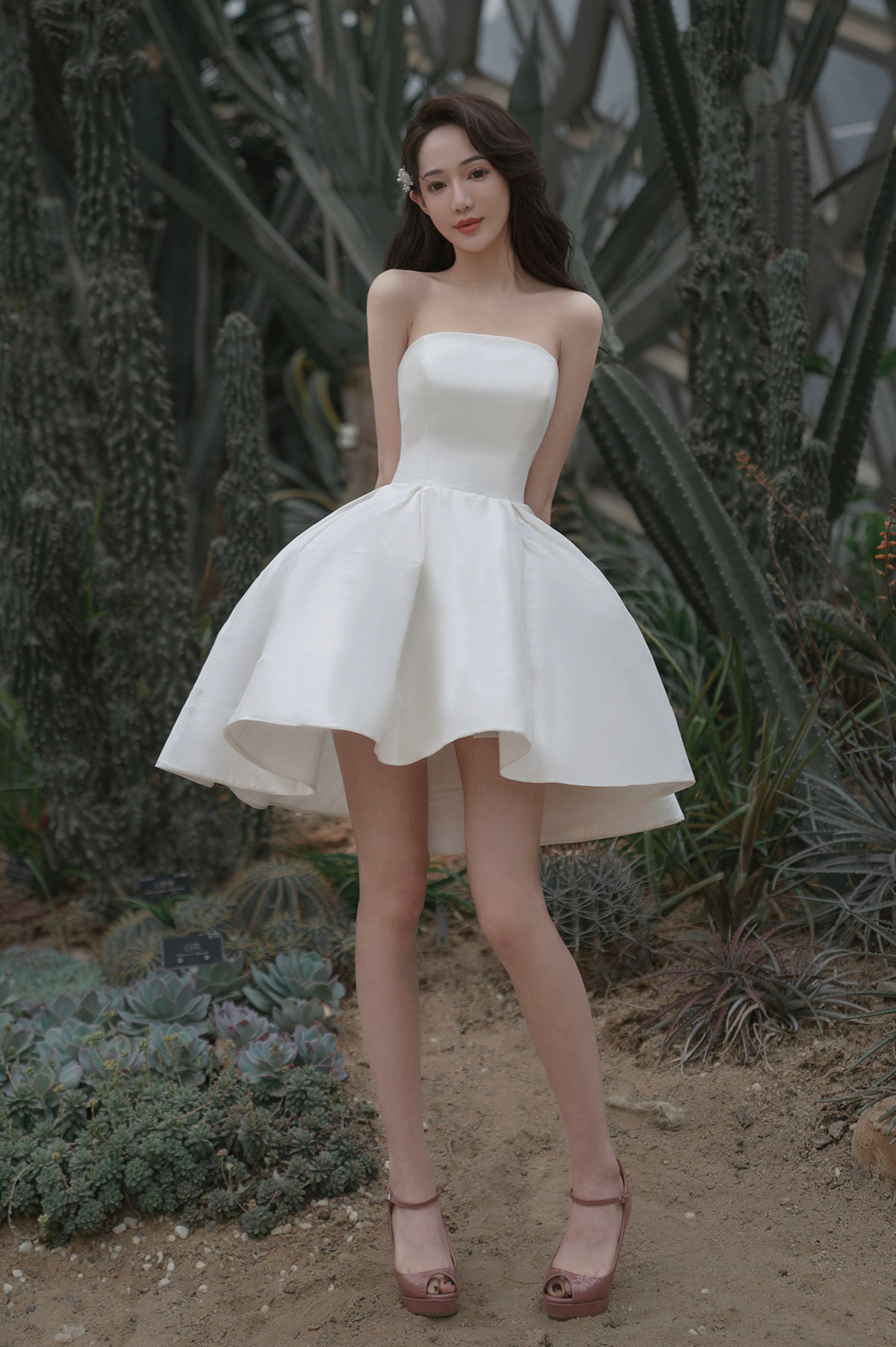 short white satin dress